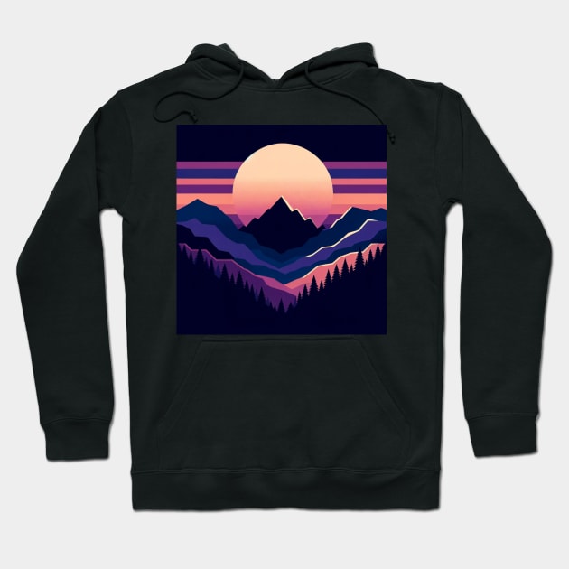 Twilight Serenity: Peaks under the Pastel Sky Hoodie by heartyARTworks